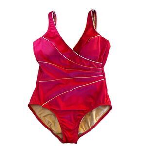 NWT miraclesuit swimsuit women’s one piece, Modest cherry red bathing suit, size